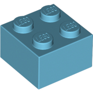 Lego kostka (kostička) 2x2, azurová střední (4653970)